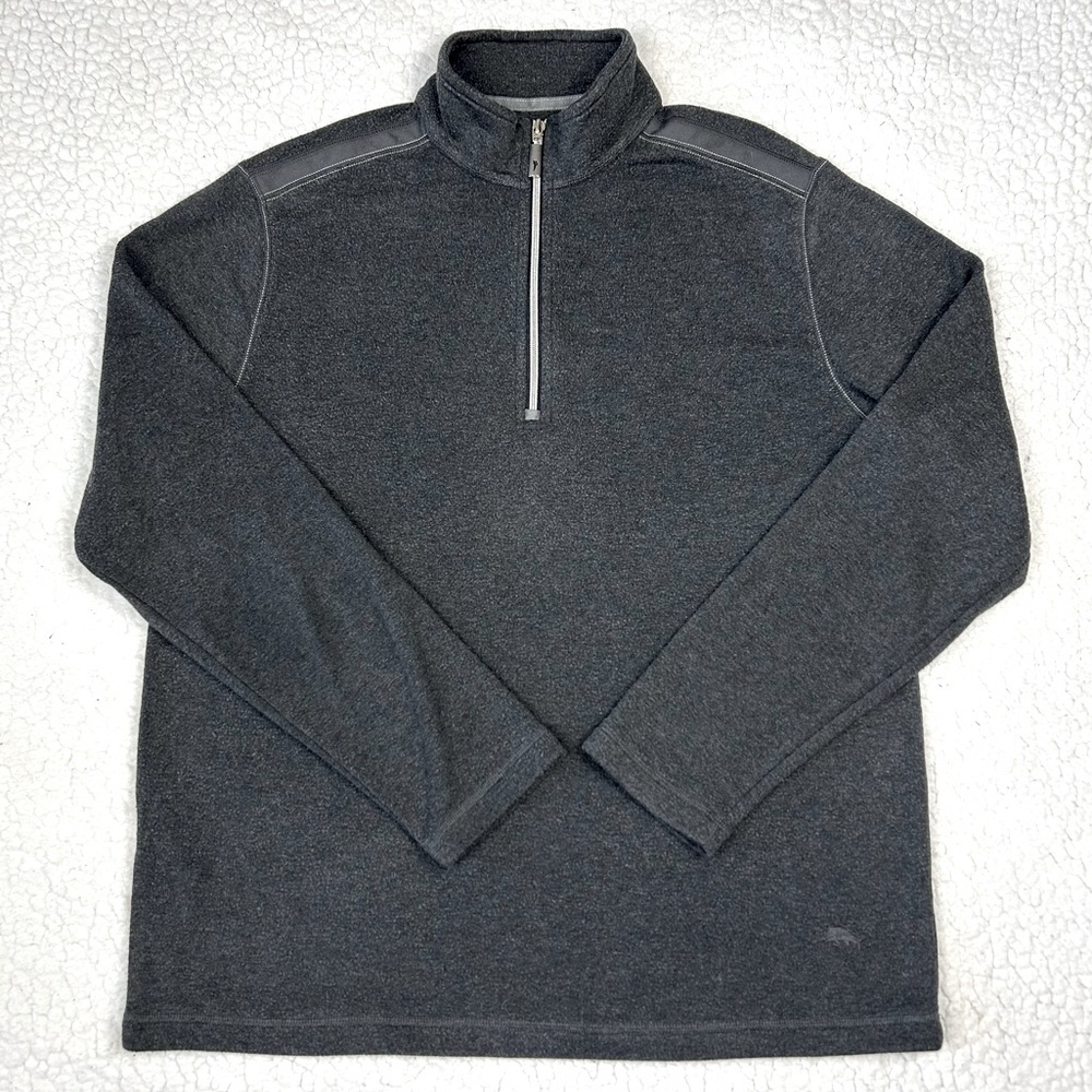 Tommy Bahama Sweat Shirt Men's M Charcoal Gray 1/4 Zip Pull Over Logo